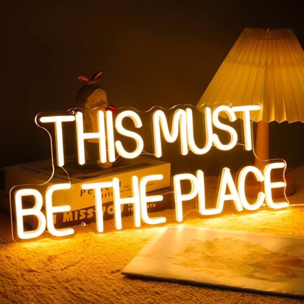 Neon THIS MUST BE THE PLACE LED Party Wedding Wall Dorm Bedroom White Warm Light